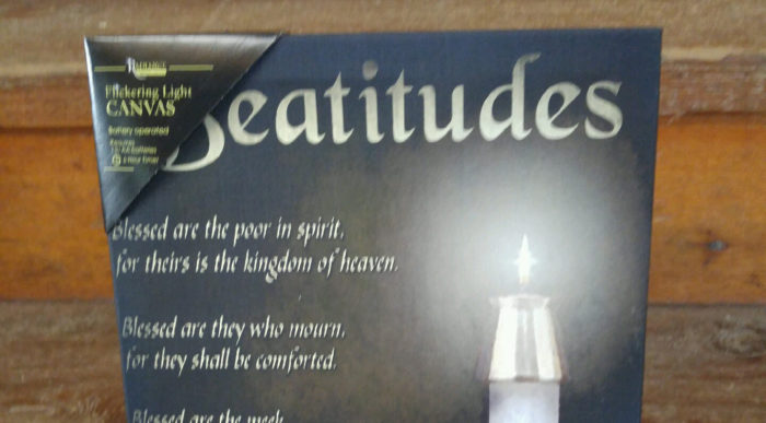 Lighted Canvas Beatitudes Wall Art Flickering Candle - Matthew Chapter 5, Christian Decor